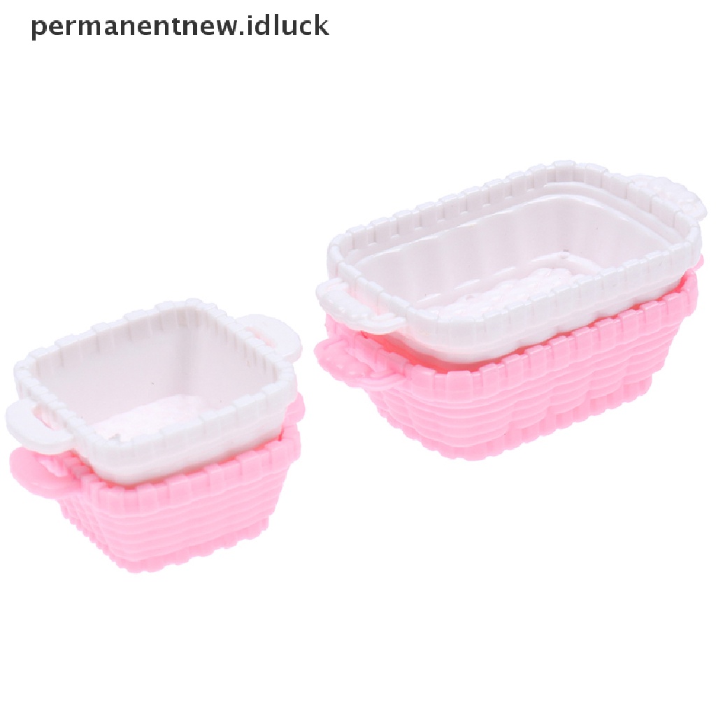 Luckypermanent 4Pcs / Set Mainan Miniatur Keranjang Makanan Untuk Aksesoris Rumah Boneka