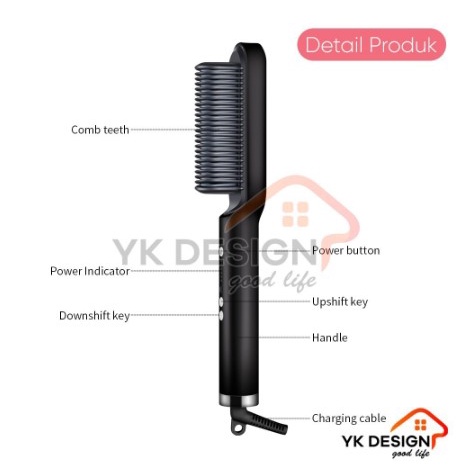 Catokan Sisir Pelurus Rambut Hair Straightener Curler 2 in 1-2