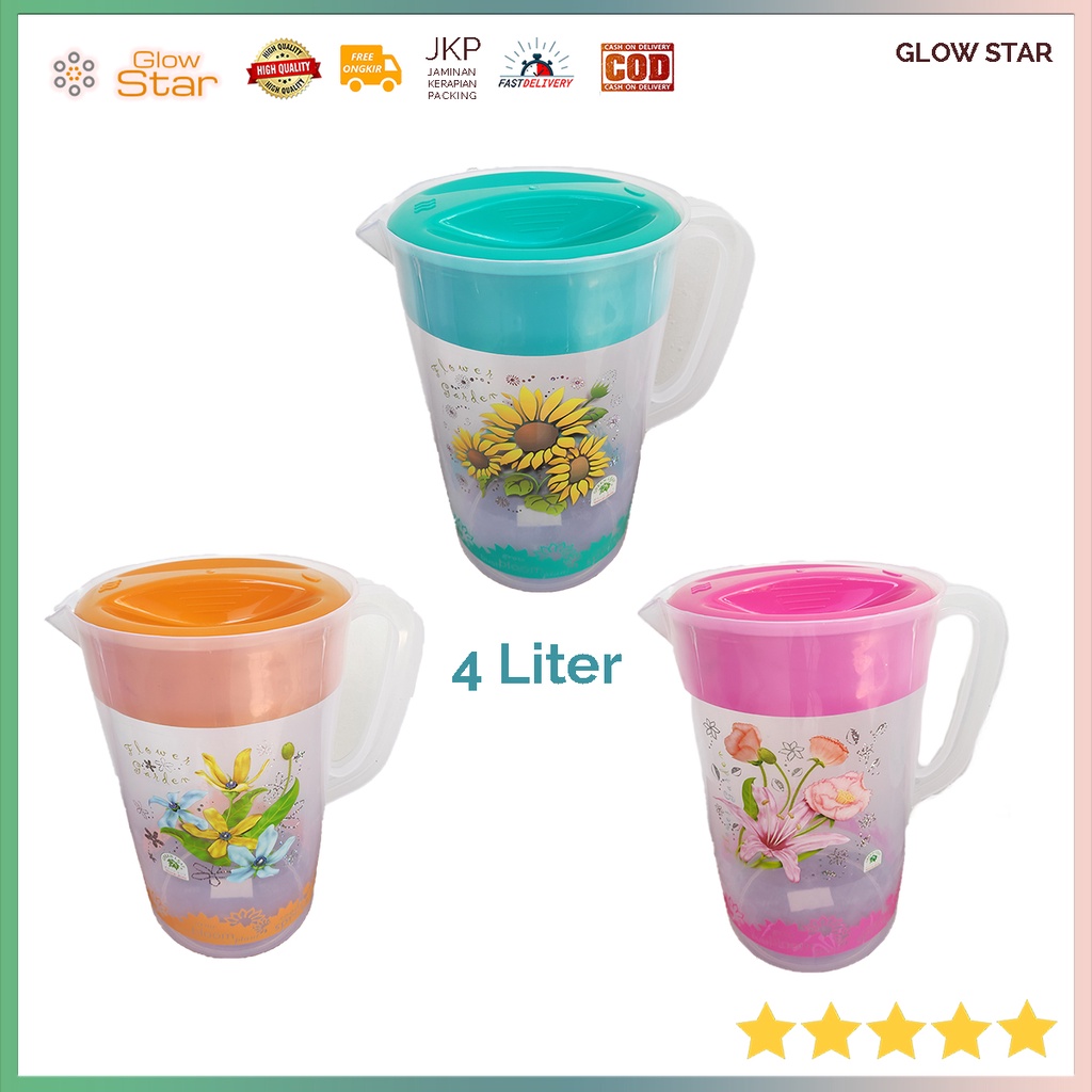 Water jug gelas picher minum besar 4 liter jumbo Wadah air penampung sirup jus minuman