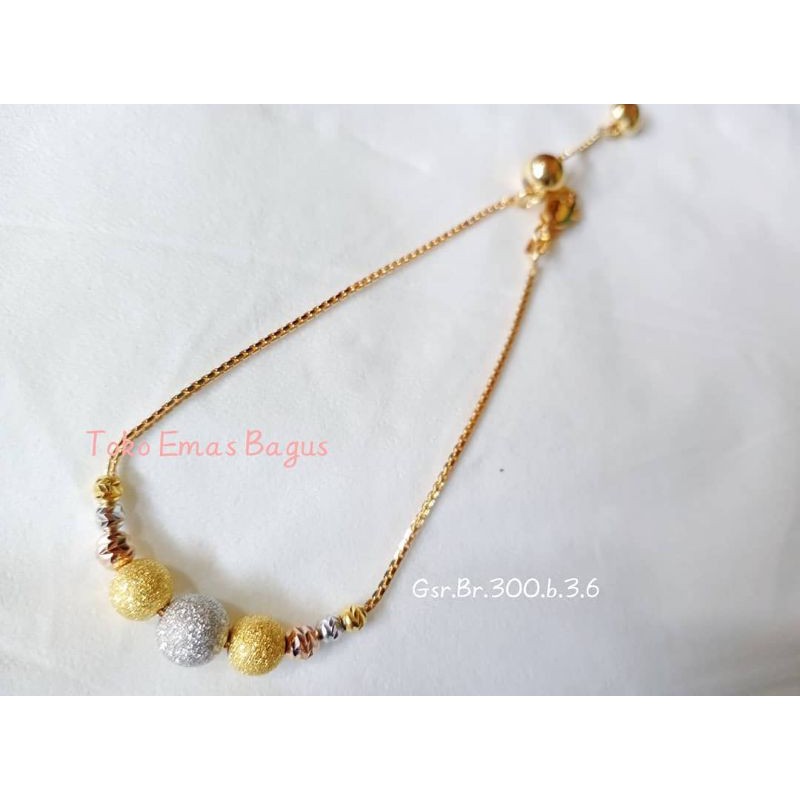 Gelang emas asli serut model bola cantik elegant kadar 300 6k
