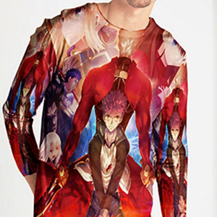Fullprint Tshirt Fate Stay Night Unlimited Blade Works Kaos Tangan Panjang Bahan Polyester Jersey T-