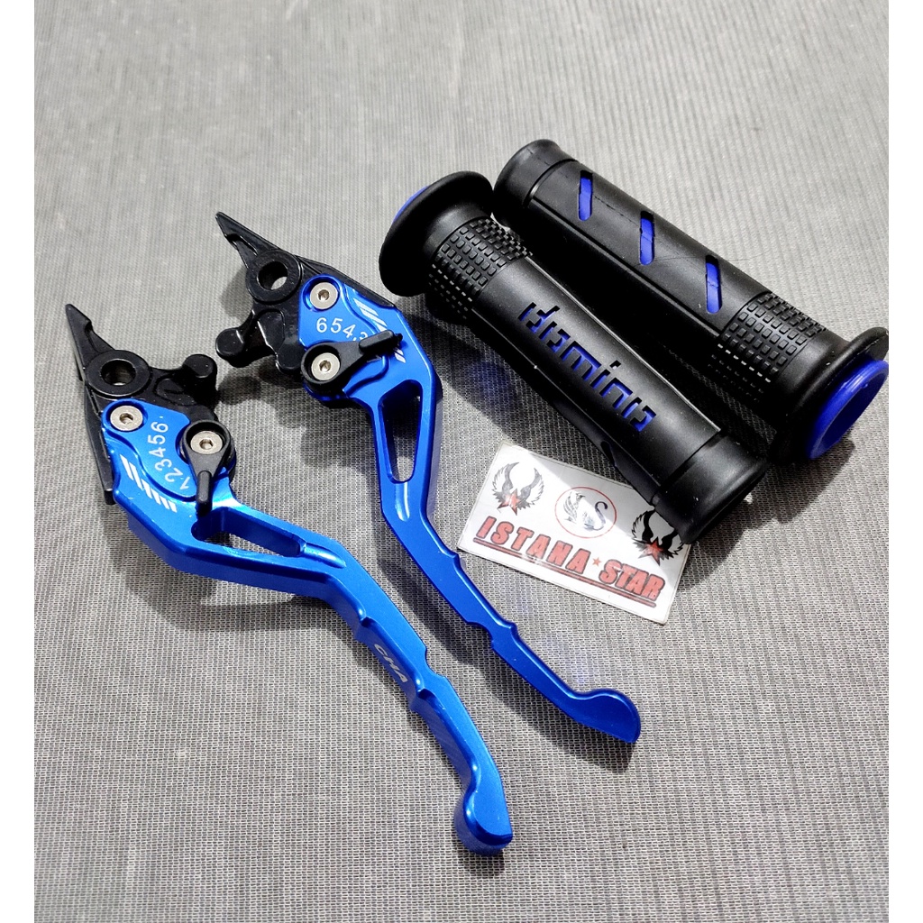 PAKETAN Aksesoris NMAX OLD/NEW Handle REM Variasi Motor FULL CNC NMAX - PLUS grip Domino SISIK /BIRU