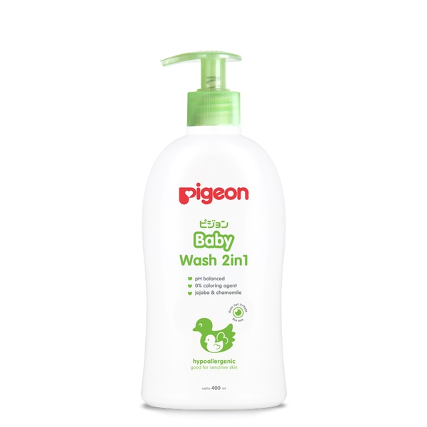 Pigeon Baby Wash 2 In 1 Sabun Mandi + Shampo Bayi Kemasan Botol &amp; Refill