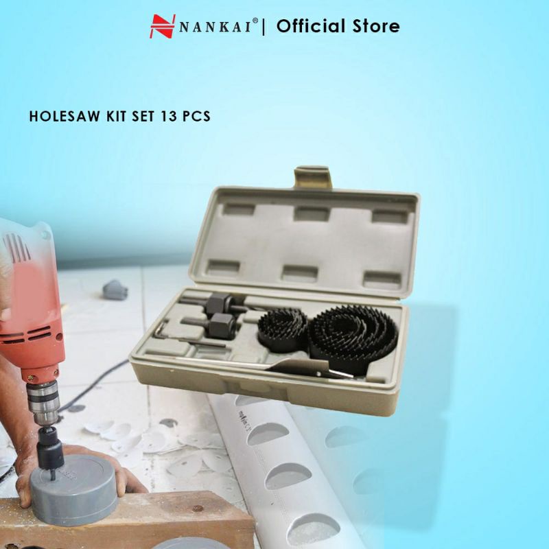 Mata Bor Nankai set Kayu Plastik Set Holesaw Kit 13 Pc