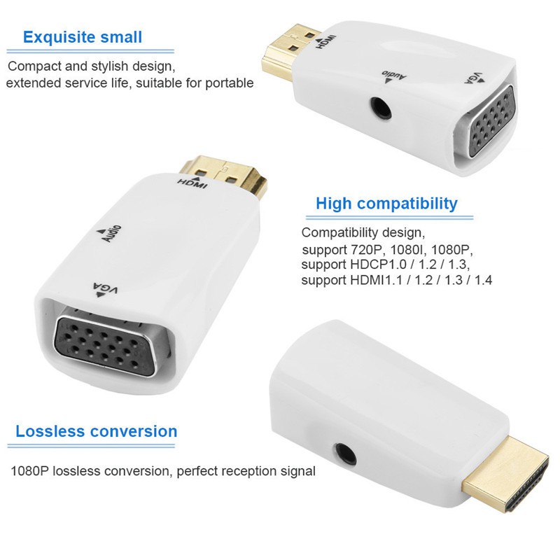 ADAPTER HDMI MALE TO VGA FEMALE WITH AUDIO CONVERTER 1080P FULL HD