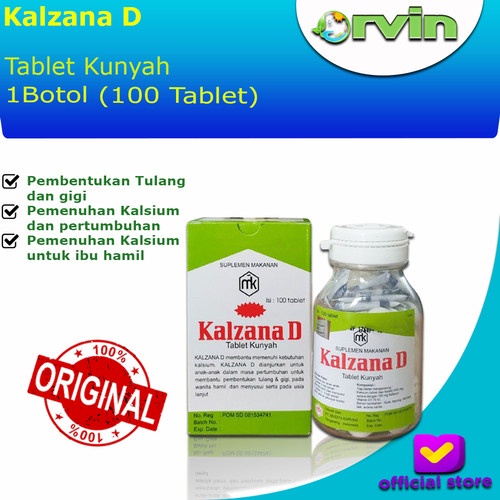 Terbaru Kalzana D / 1 Botol / 100 Tablet / Vitamin D / Kalsium