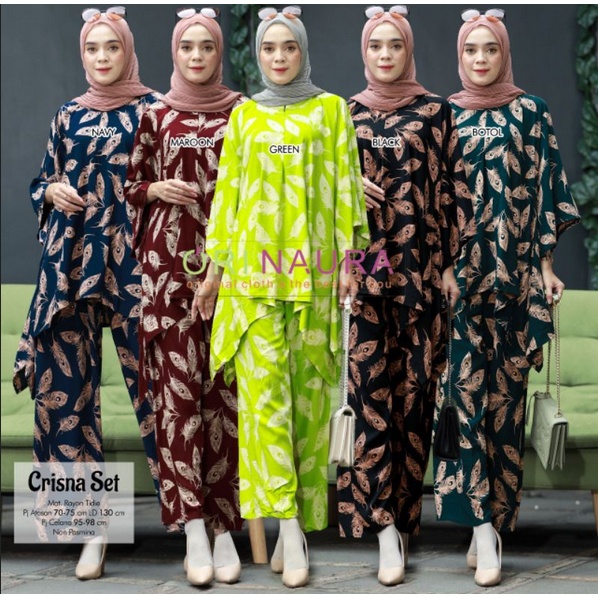 Lafa Set - One Set Wanita Rayon Premium Setelan Wanita Jumbo Waka waka Baju Wanita Batik Kekininan LD 120 cm