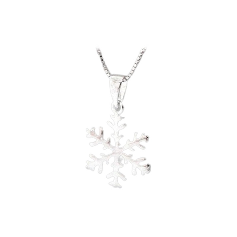 Fancyqube Kalung Rantai Liontin Snowflake Warna Silver Untuk Wanita