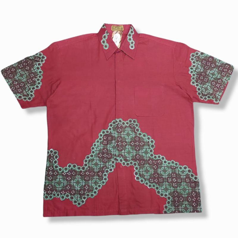 KEMEJA BATIK PRIA LENGAN PENDEK MOTIF BUNGA KAUNG