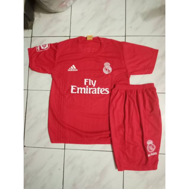 Jersey setelan anak real madrid merah bonus kaos kaki