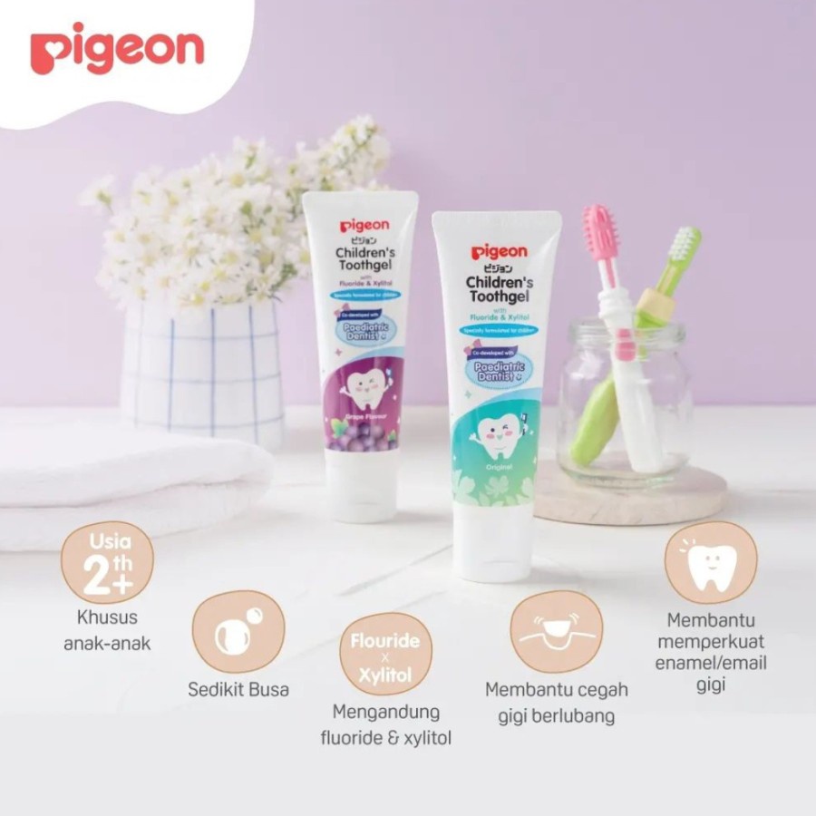 PIGEON Children's Toothgel Original/ Grape Flavour 45Gr