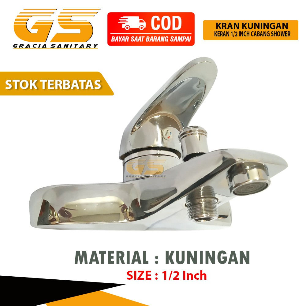 Kran Shower Keran Bathtub Mixer Air Hot Cool Keran 2 Cabang Kuningan