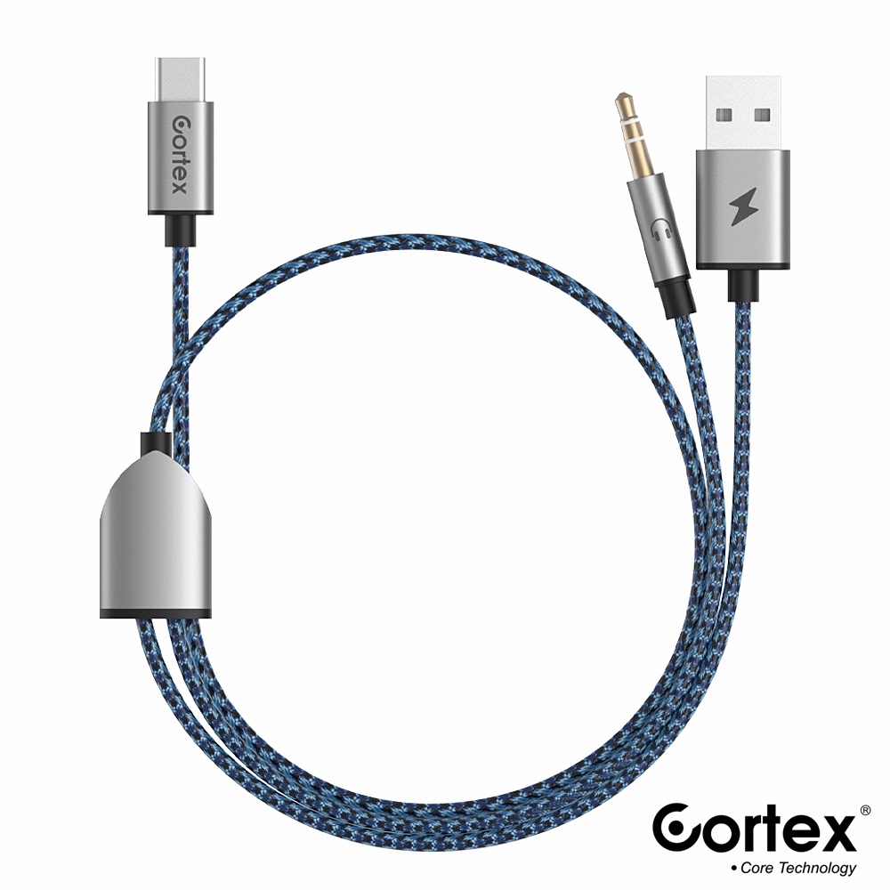 Cortex MH264 Type-C to Jack 3.5mm with USB Charging / Tipe C Audio + Charger Kabel 1.2Meter