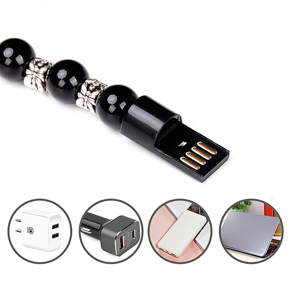 Gelang Manik-Manik Pengisi Daya USB Tipe C Untuk Android Wanita