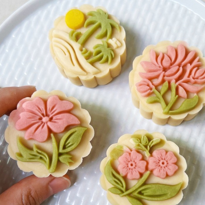 set 4pcs cetakan mooncake 50gr flower cloud MP01 cetakan kue bulan