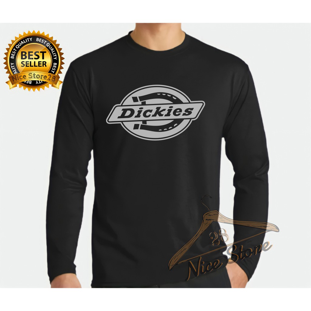 Nice Store - Kaos Distro Lengan Panjang Dickies Keren Logo Abu-Abu Premium