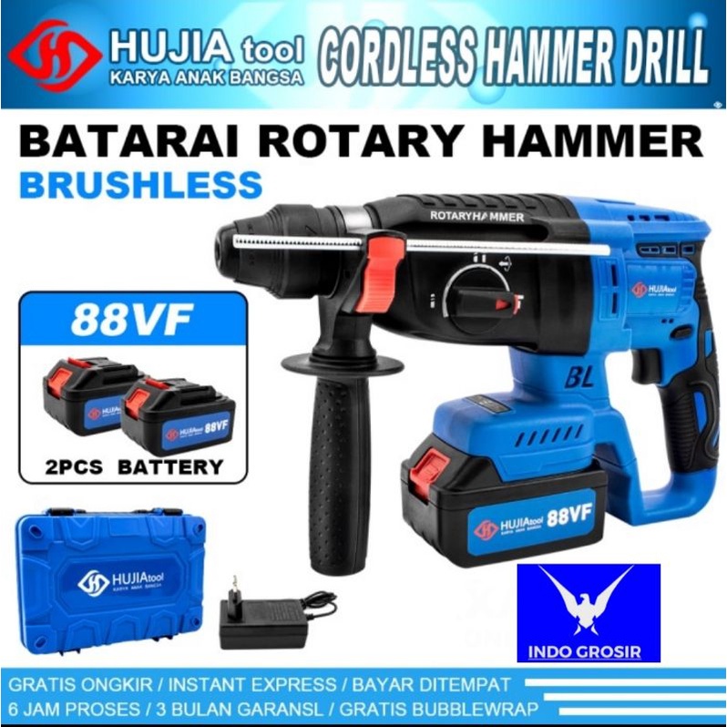 Mesin Bor Bobok Beton 88VF Hujia Rotary Hammer Cordless Brushlles