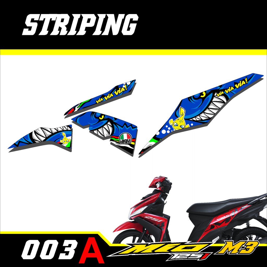 Striping Lis MIO M3 - Stiker Variasi MIO M3 Lis Variasi SHARK - 003