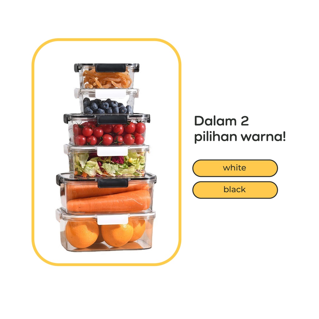 【IKONE】HIKA Kontainer Makanan Stackable Tempat Penyimpanan Makanan Serbaguna Kedap Udara Food Storage Box Tempat Penyimpanan Kulkas Sayur Buah Daging Tupperware Kotak Bening Kulkas Lemari Dapur Food Organizer