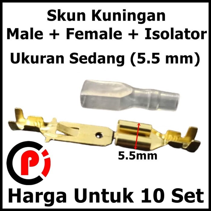 10 Set Skun Ukuran Sedang 5.5mm Male Female Isolator Untuk Motor Mobil