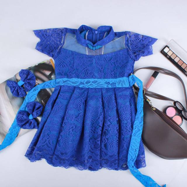 DRESS MEIHUA BIRU ELEKTRIK