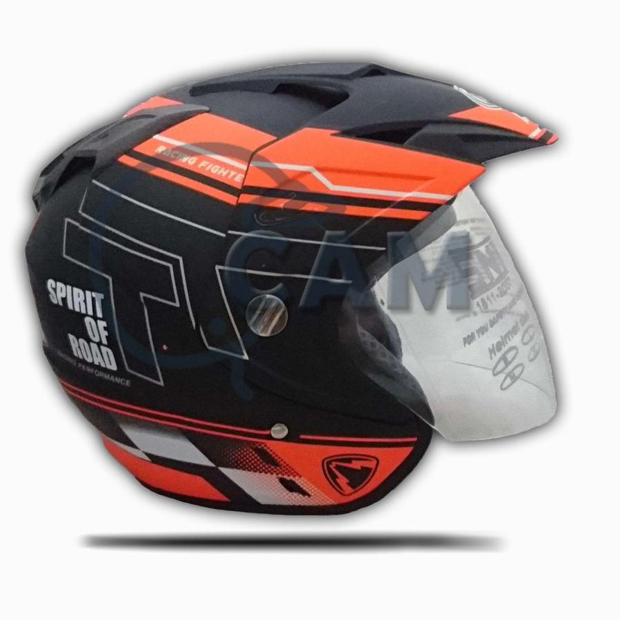 *BigSale* Helm Motor SNI 2 kaca (double visor) DMN Black Doff orange .