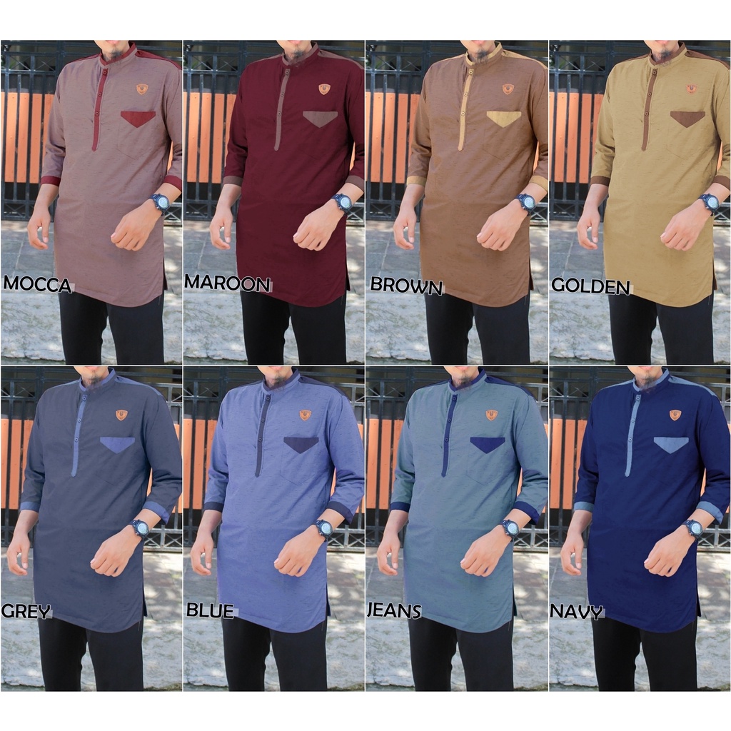 koko KURTA Pakistan Baju Muslim Pria Dewasa Qurta Lengan 3/4 KODE C Grosir bahan katun PREMIUM panjang