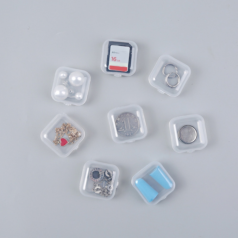 10Pcs/lot portable plastic transparent storage box square pill box jewelry box parts tool box earplug protection box OW