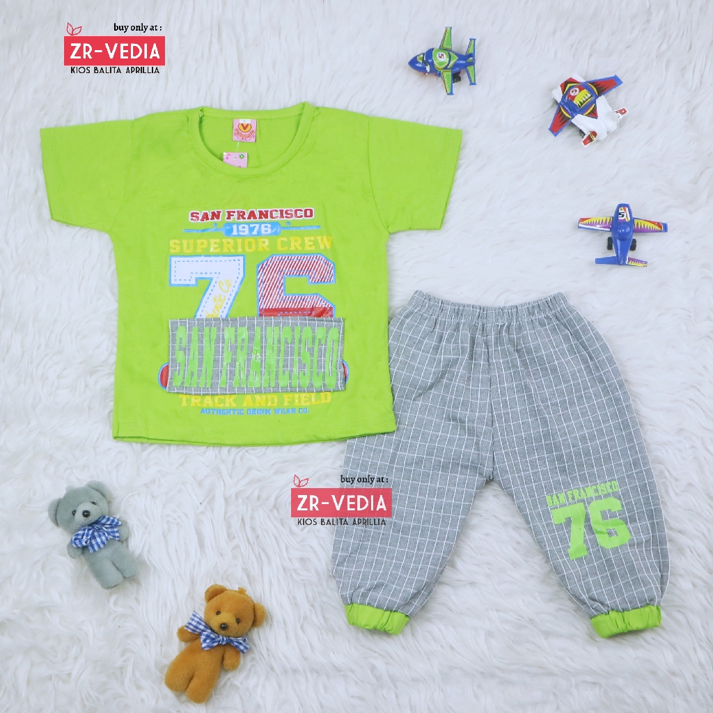 Setelan Devano uk Bayi-3 Tahun / Export Class Set Bayi Anak Laki New Born Celana Bahan Kaos Adem