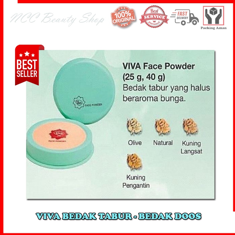 * NCC * Viva Bedak Doos Face Powder Kemasan Hijau Tabur - Netto 25 gr