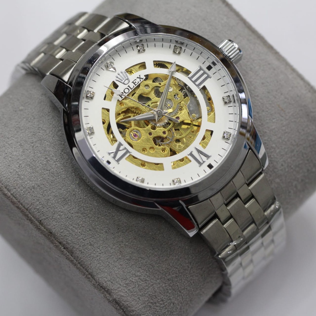 JAM TANGAN PRIA ROLEX SKELETON AUTOMATIC STAINLESS STELL/(SUPER PREMIUM) JAM TANGAN ROLEX AUTOMATIC OTOMATIS JAM ROLEX PRIA/JAM TANGAN PRIA AUTOMATIC TERBARU DAN TERLARIS