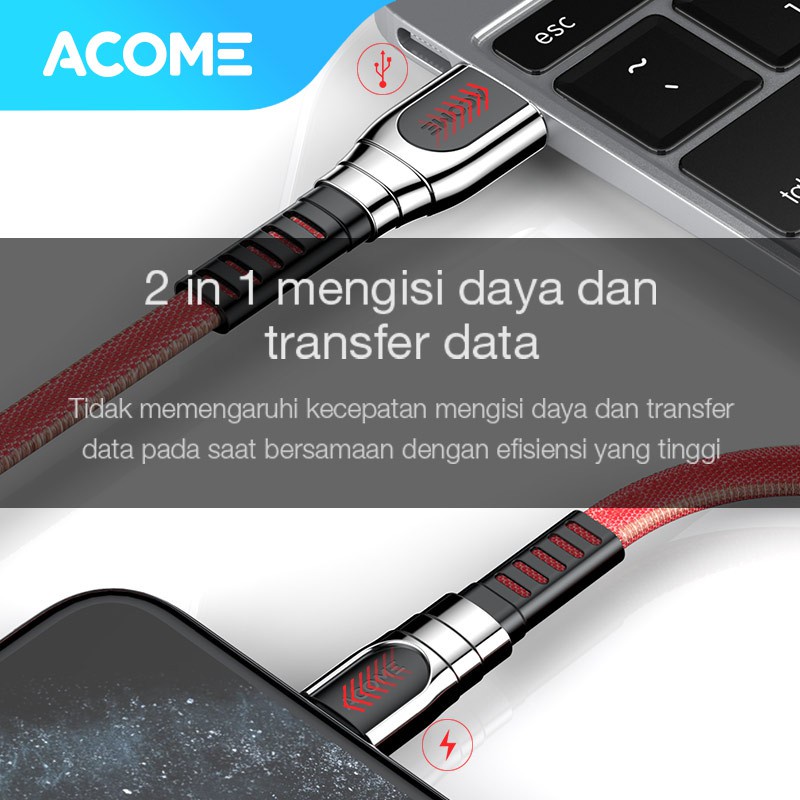 ACOME Kabel Data Micro USB 100cm cable  AiC Fast Charging 2.4A Garansi Resmi 1 Thn AKM-010