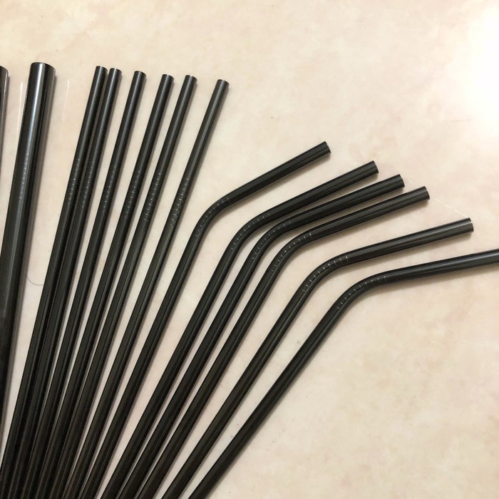 Sedotan Stainless Steel Straw Hitam Sedotan Metal Ramah Lingkungan