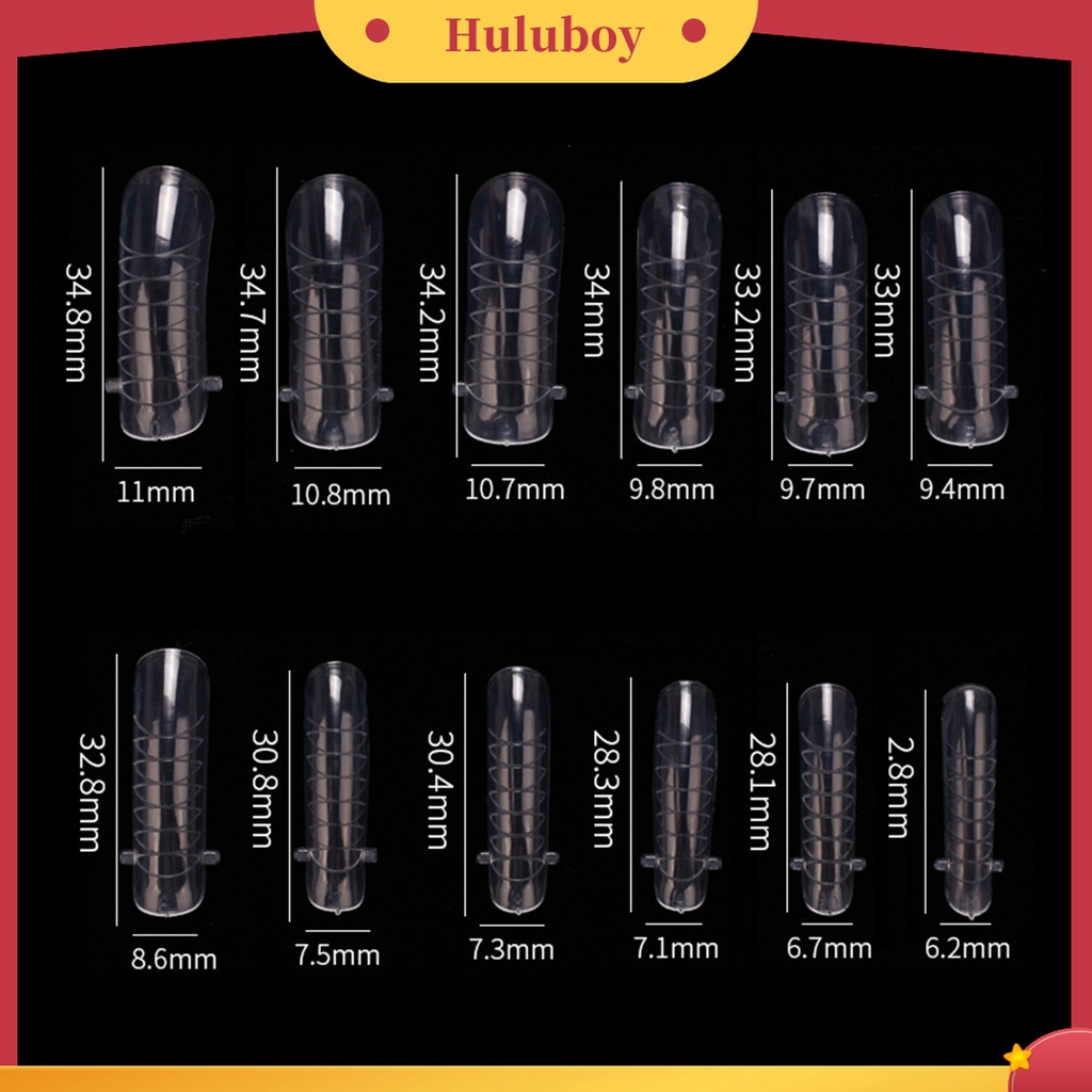 Huluboy Huluboy♡ 120pcs / Kotak Kuku Palsu Extension Ukuran Desain Transparan Untuk Nail Art