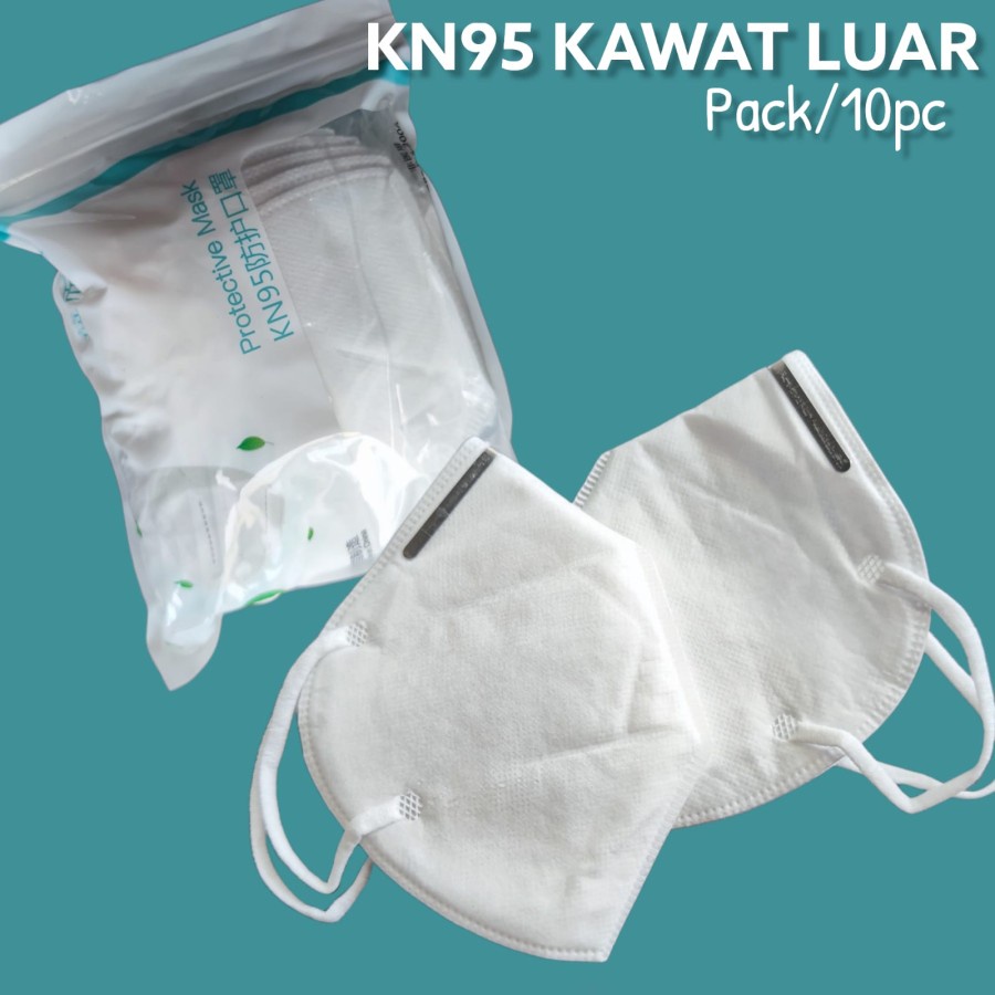 PROMO KN95 PUTIH - MASKER KN95 5PLY PROTECTIVE MASK KAWAT DALAM / LUAR PUTIH WHITE ISI 10 PC