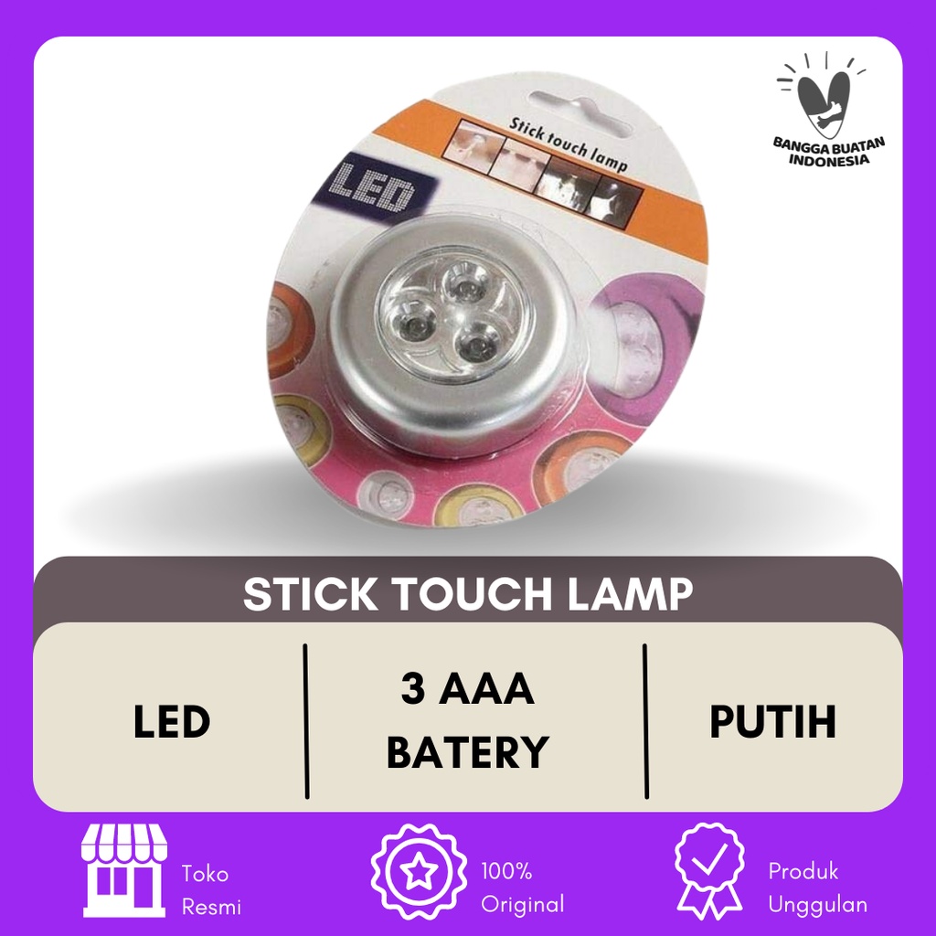 Lampu Tempel Sentuh 3 LED (Stick Touch Lamp)