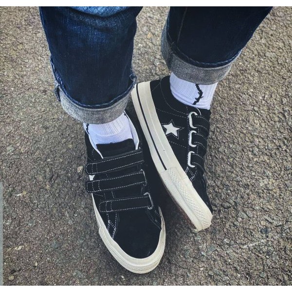 SEPATU CONVERSE ONE STAR VELCRO BLACK WHITE 39-43