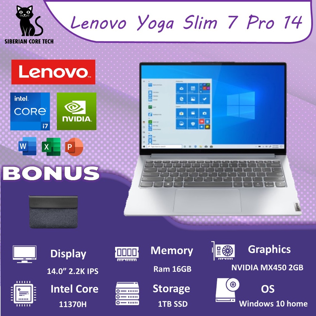 LENOVO YOGA SLIM 7 PRO 14 I7 11370 16GB 1TBSSD MX450 2GB W10+OHS 14.0 2.2K IPS BLIT 2YR+ADP GRY -2HID