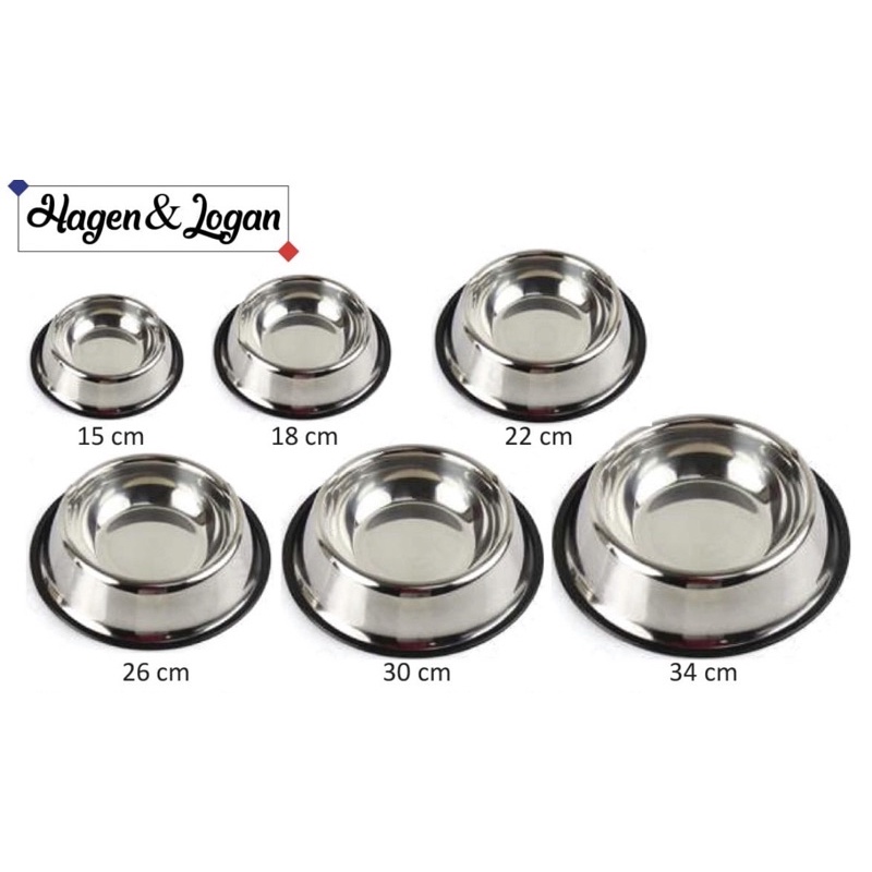 Hagen &amp; Logan Stainless Pet Bowls / Tempat Makan Stainless / Tempat Minum Stainless Anti Slip