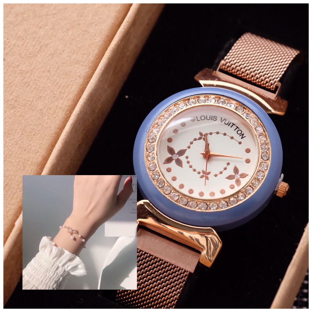 JAM TANGAN WANITACEWEK LV FREE GELANG TALI PASIR CA15
