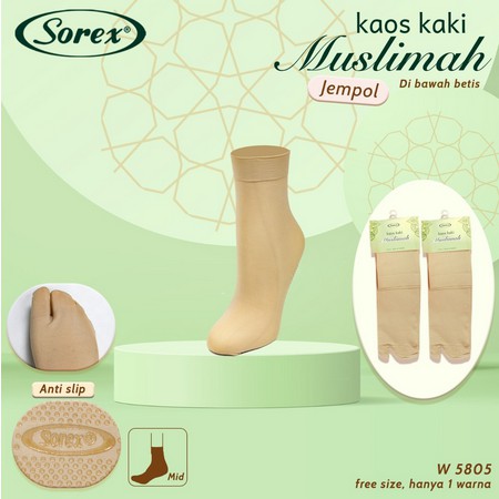 KAOS KAKI Wanita MUSLIMAH Model JEMPOL MEDIUM SOREX W 5805  - Kaos Kaki Muslimah w5805 women sock for muslimah