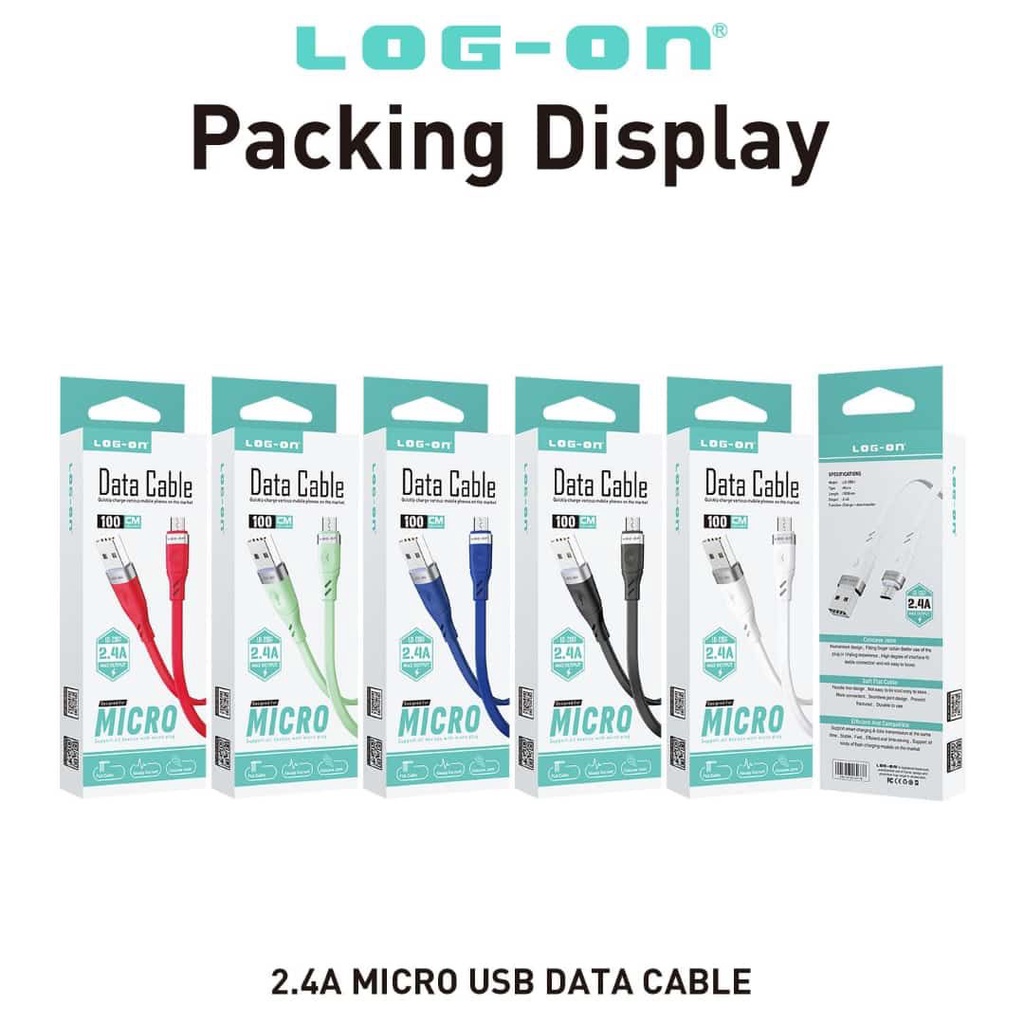 LOG-ON KABEL CHARGER FAST CHARGING MICRO/TYPE C/LIGHTNING 2.4A LO-CB61