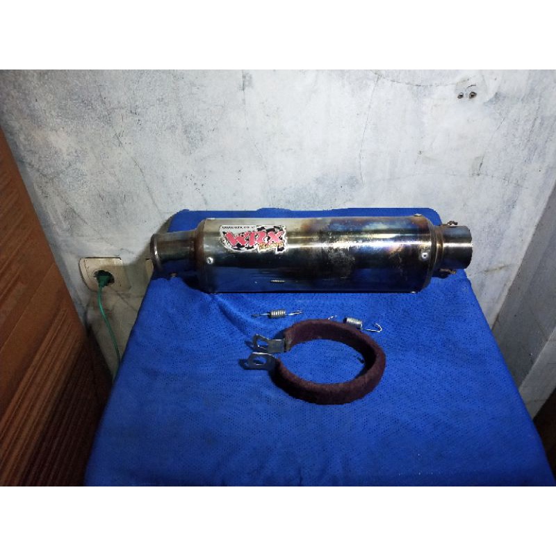 Silincer wrx k2 oval old panjang 30cm inlet 50mm kelengkapan silincer per dan klem kondisi barang ma