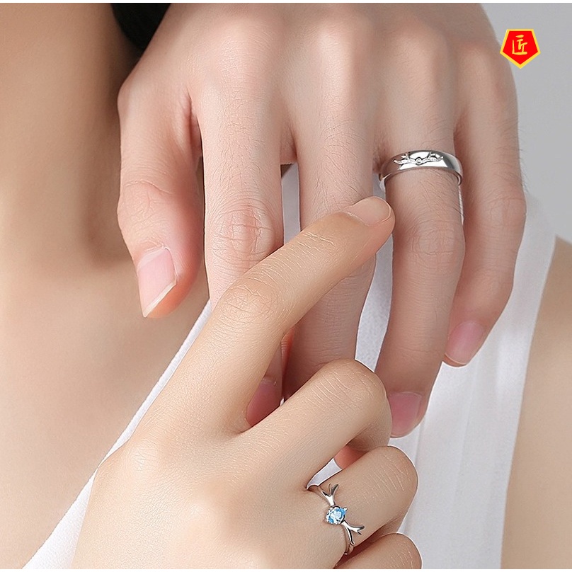 [Ready Stock]S925 Silver Couple Ring Stylish and Simple Personality