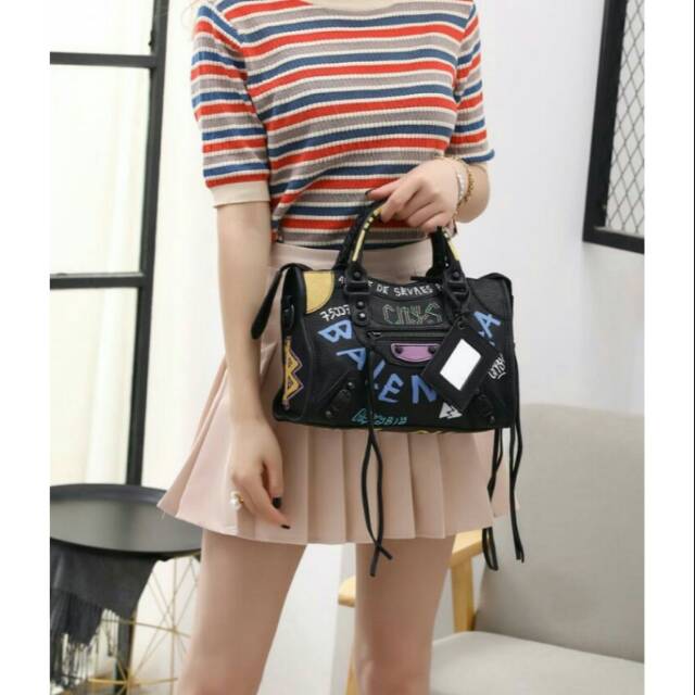 Hand Bag Wanita Import Tas Balenciaga Classic City S Graffiti Bag
