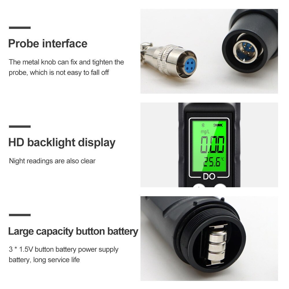 Dissolved Oxygen Meter Bluetooth DO Tester Oksigen Water BLE9100 BLE-9100