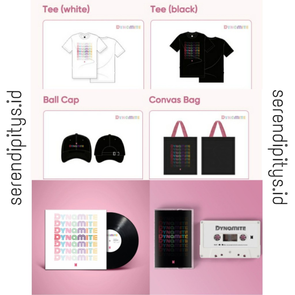 BTS DYNAMITE MERCHANDISE MD VINYL CASSETTE T-SHIRT BALL CAP TOTE BAG VINIL KASET OFFICIAL WEVERSE PO