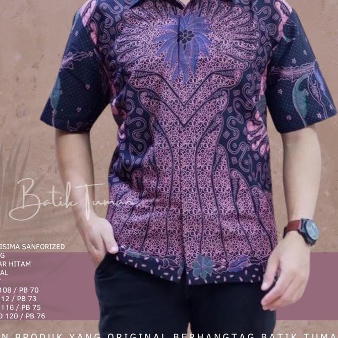 Modern.. GITARJA Atasan Kemeja Batik Pria Modern Lengan Panjang Lapis Furing PREMIUM Batik Solo LILA
