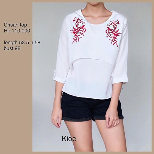 atasan lengan panjang wanita / fashion wanita / baju wanita bordir / atasan kerja kuliah CRISAN TOP