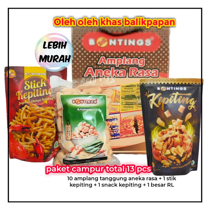 

Cemilan oleh-oleh bontings bundling amplang aneka rasa & snack kepiting [paket]